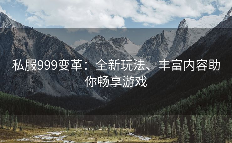 私服999变革：全新玩法、丰富内容助你畅享游戏