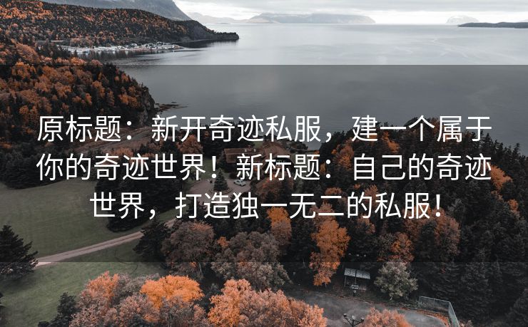 原标题：新开奇迹私服，建一个属于你的奇迹世界！新标题：自己的奇迹世界，打造独一无二的私服！