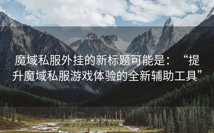 魔域私服外挂的新标题可能是：“提升魔域私服游戏体验的全新辅助工具”